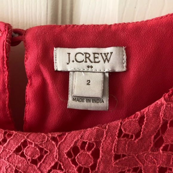 J. Crew Factory Women’s Short Sleeve Coral Lace Eyelet Top, Fully Lined, Size 2 - Picture 3 of 5